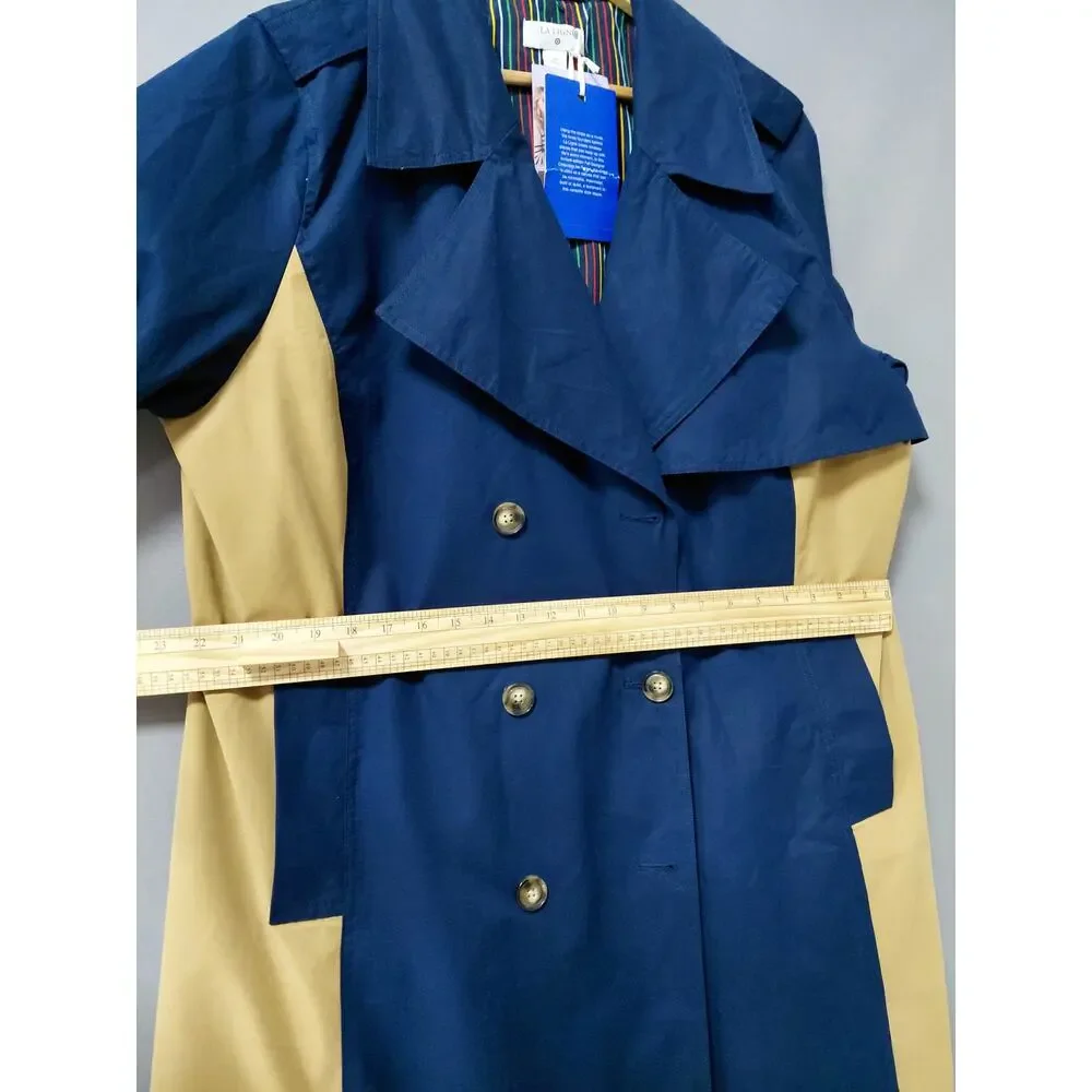 NWT LA LIGNE Blue Colorblock Trench Coat Jacket Women Size 1X